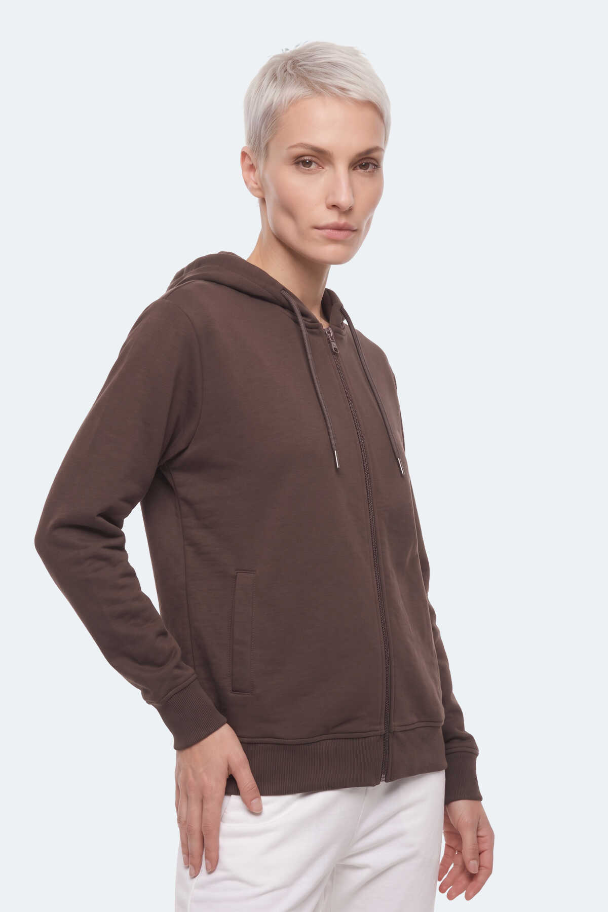 Slazenger KIRON I Kadın Kapüşonlu Kahve Sweatshırt - 4