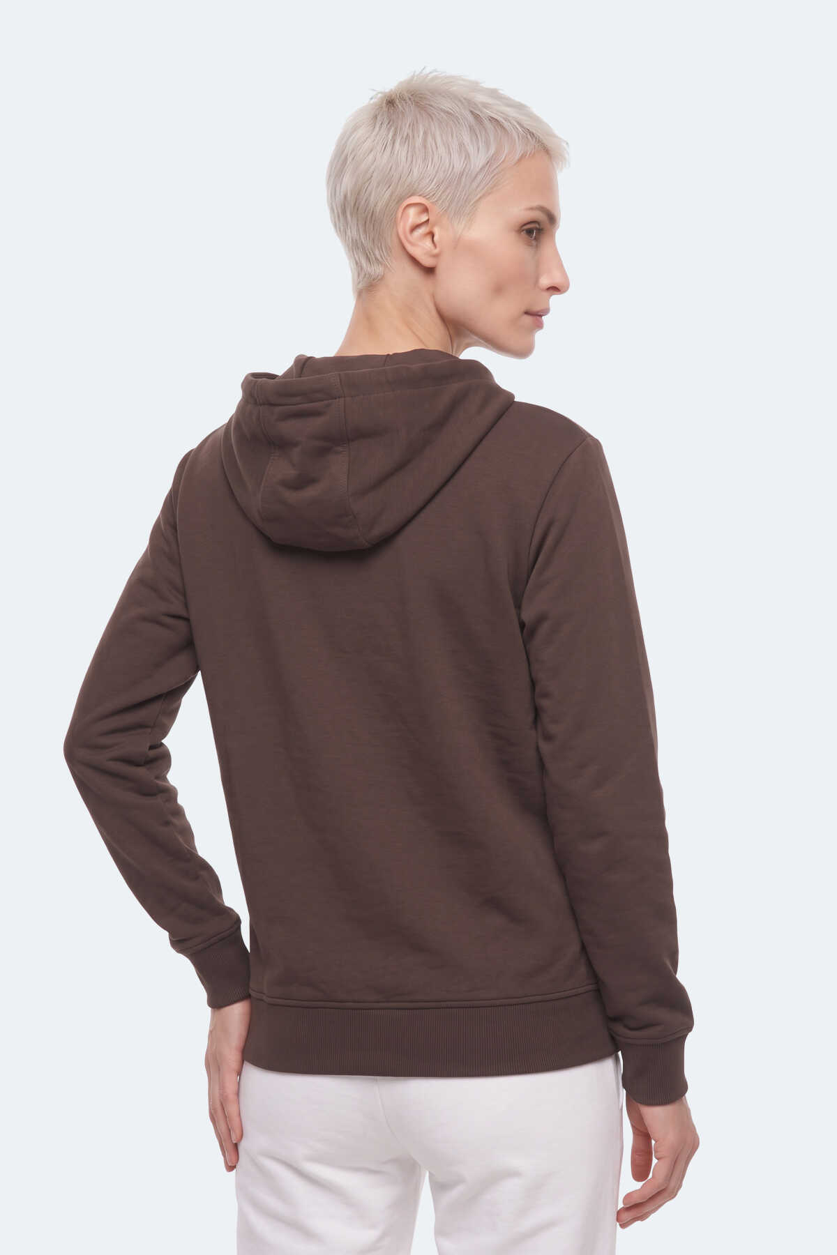 Slazenger KIRON I Kadın Kapüşonlu Kahve Sweatshırt - 5