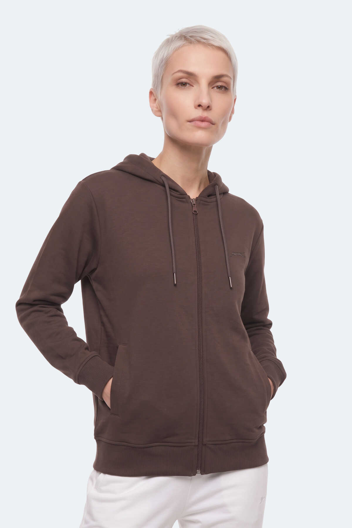 Slazenger KIRON I Kadın Kapüşonlu Kahve Sweatshırt - 6