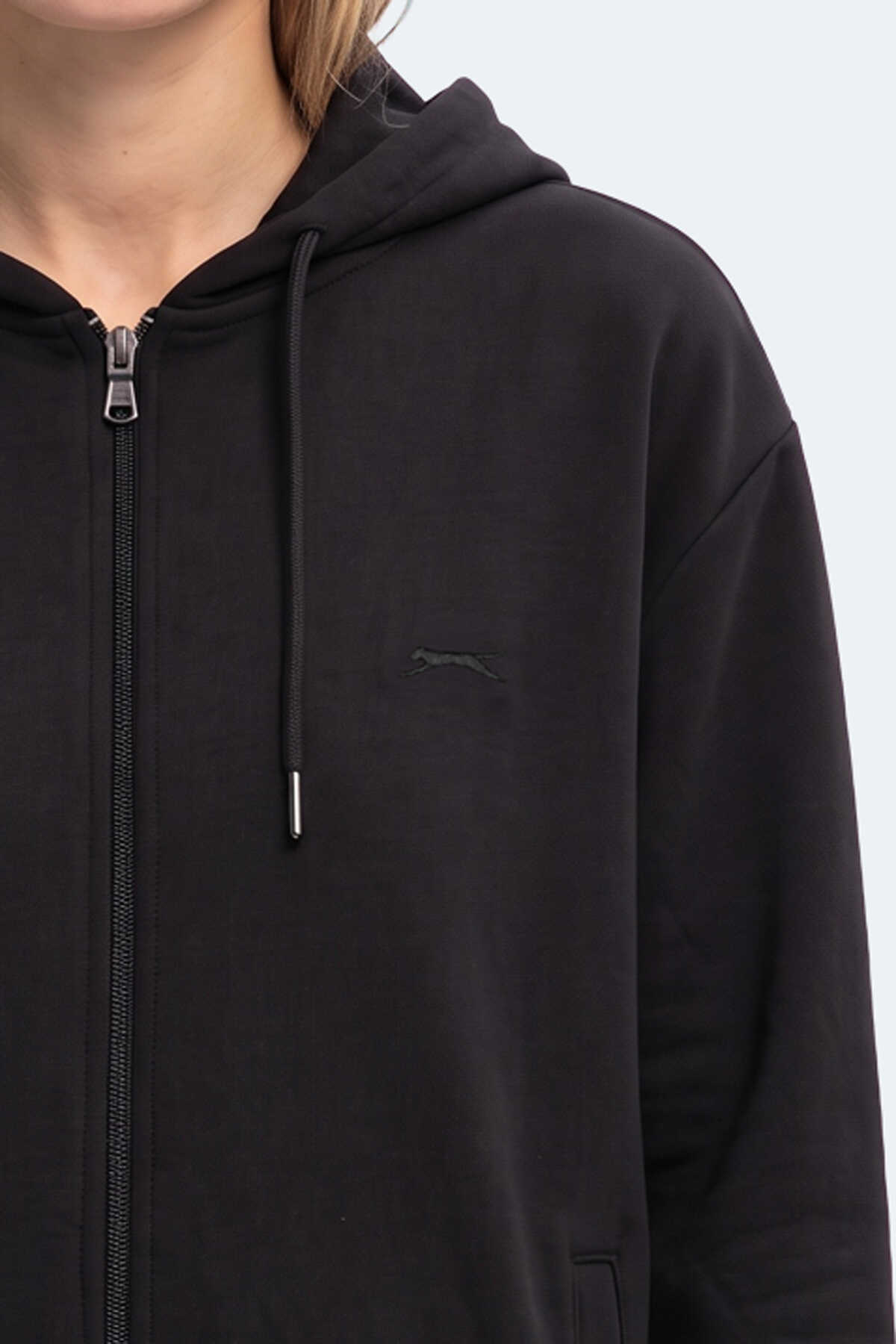Slazenger KIRON I Kadın Kapüşonlu Siyah Sweatshırt - 2