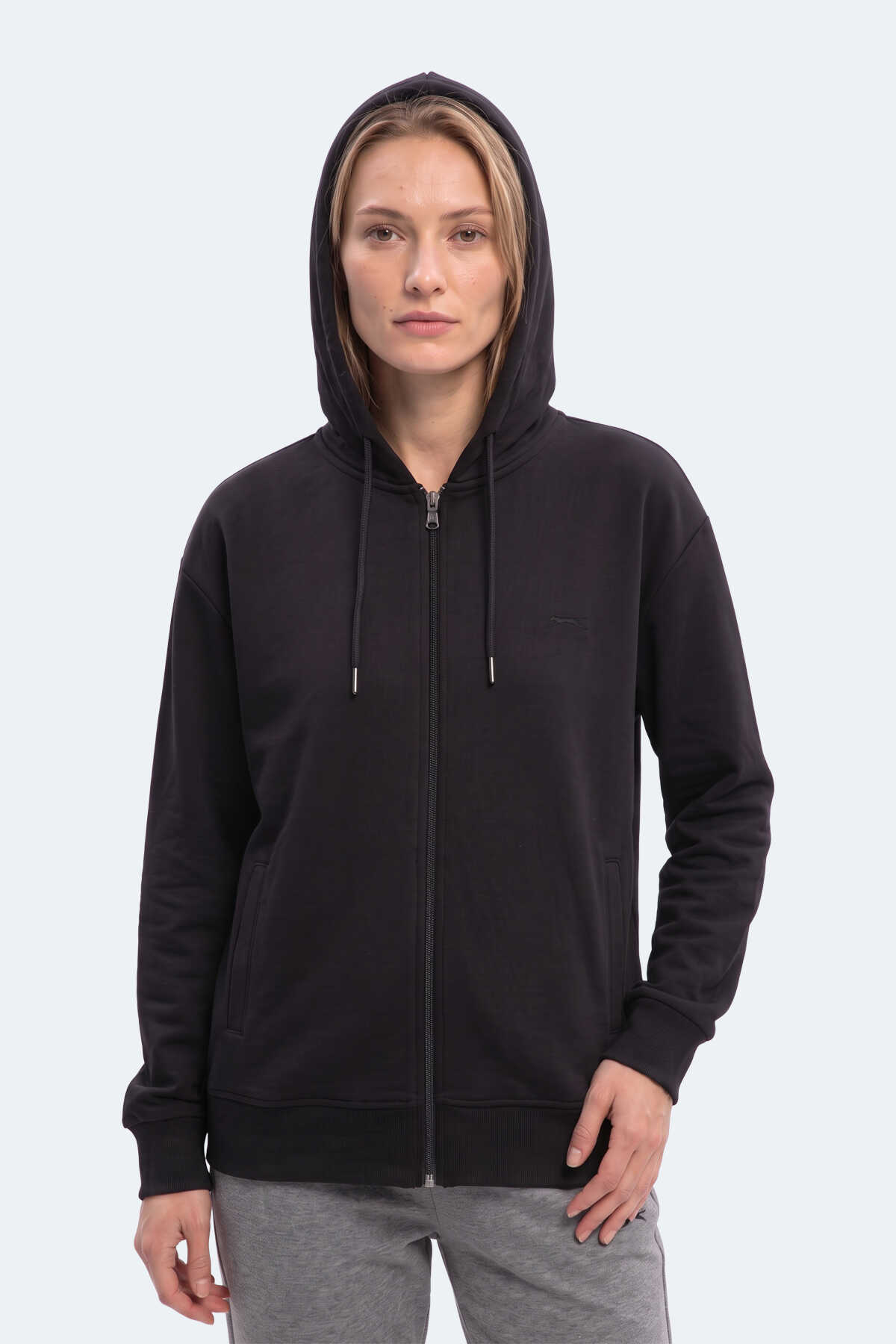 Slazenger KIRON I Kadın Kapüşonlu Siyah Sweatshırt - 3