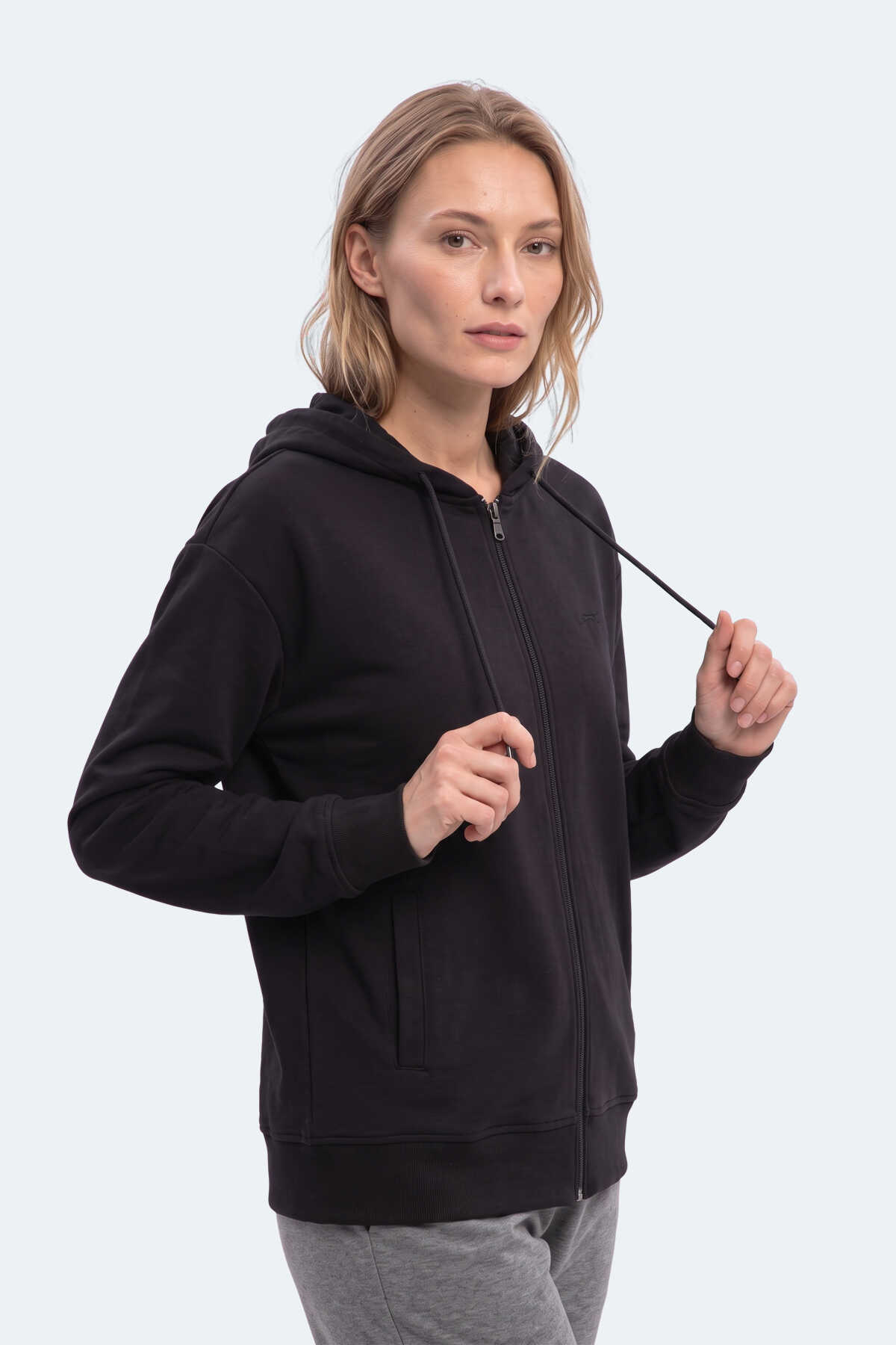 Slazenger KIRON I Kadın Kapüşonlu Siyah Sweatshırt - 4