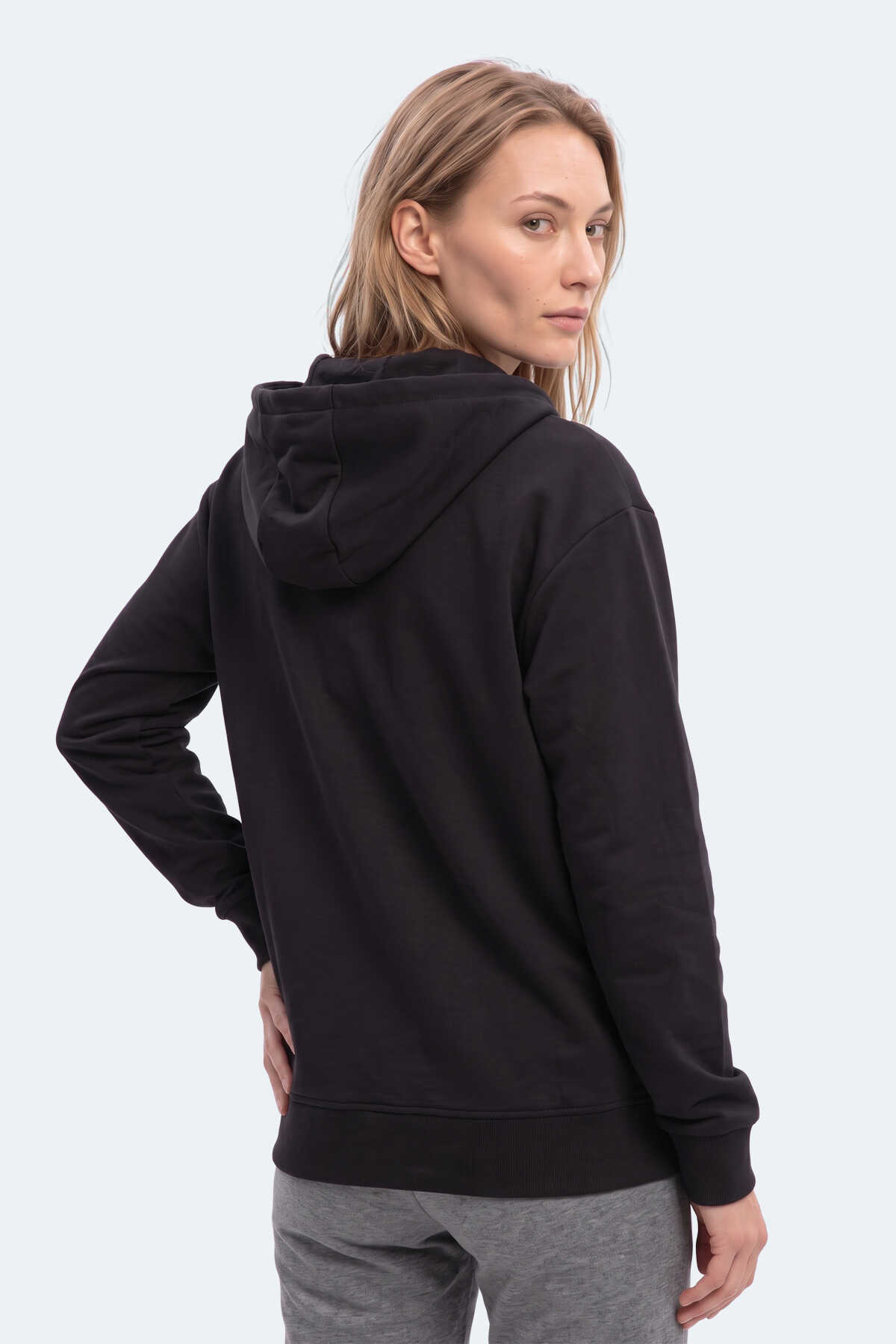 Slazenger KIRON I Kadın Kapüşonlu Siyah Sweatshırt - 5