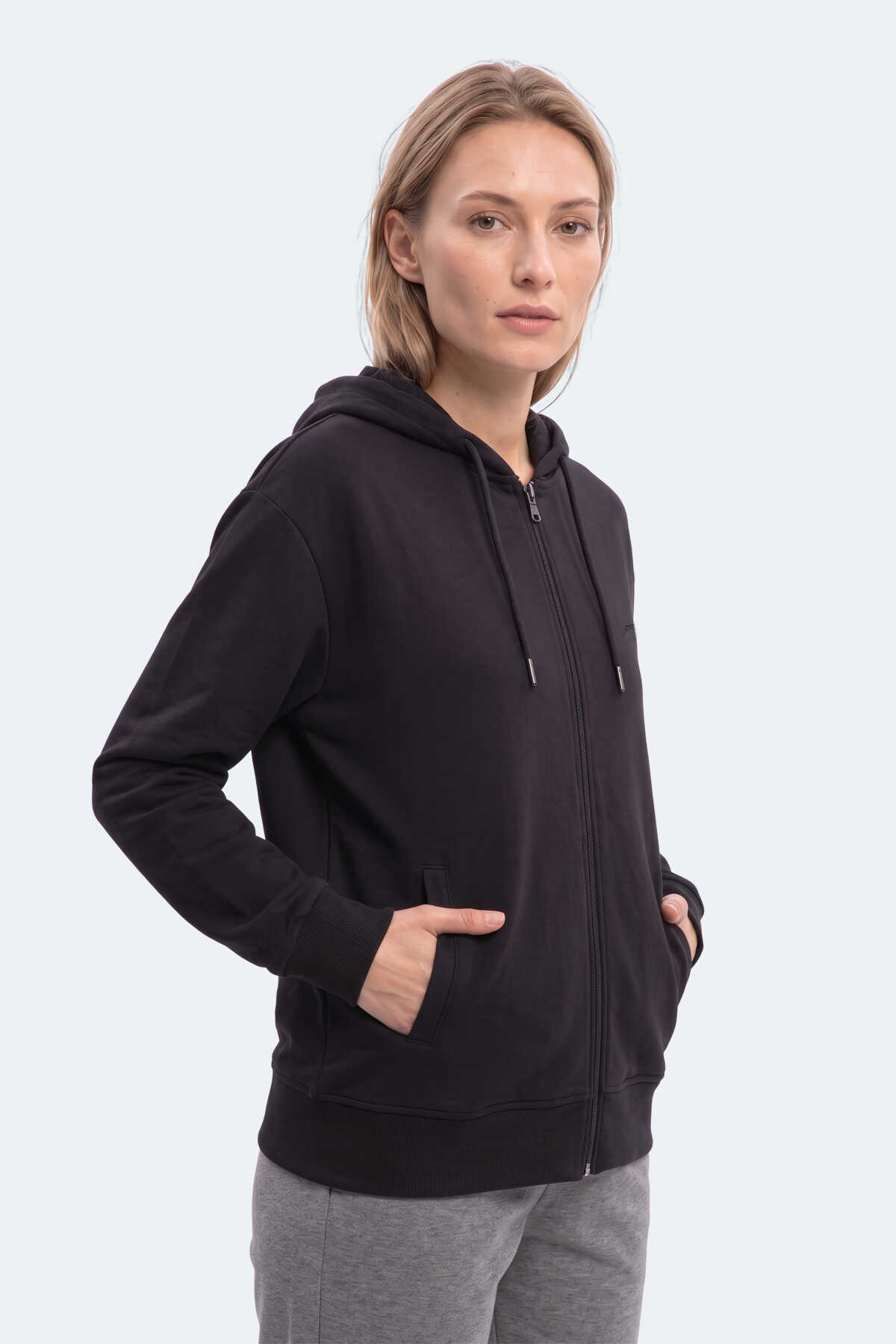Slazenger KIRON I Kadın Kapüşonlu Siyah Sweatshırt - 6