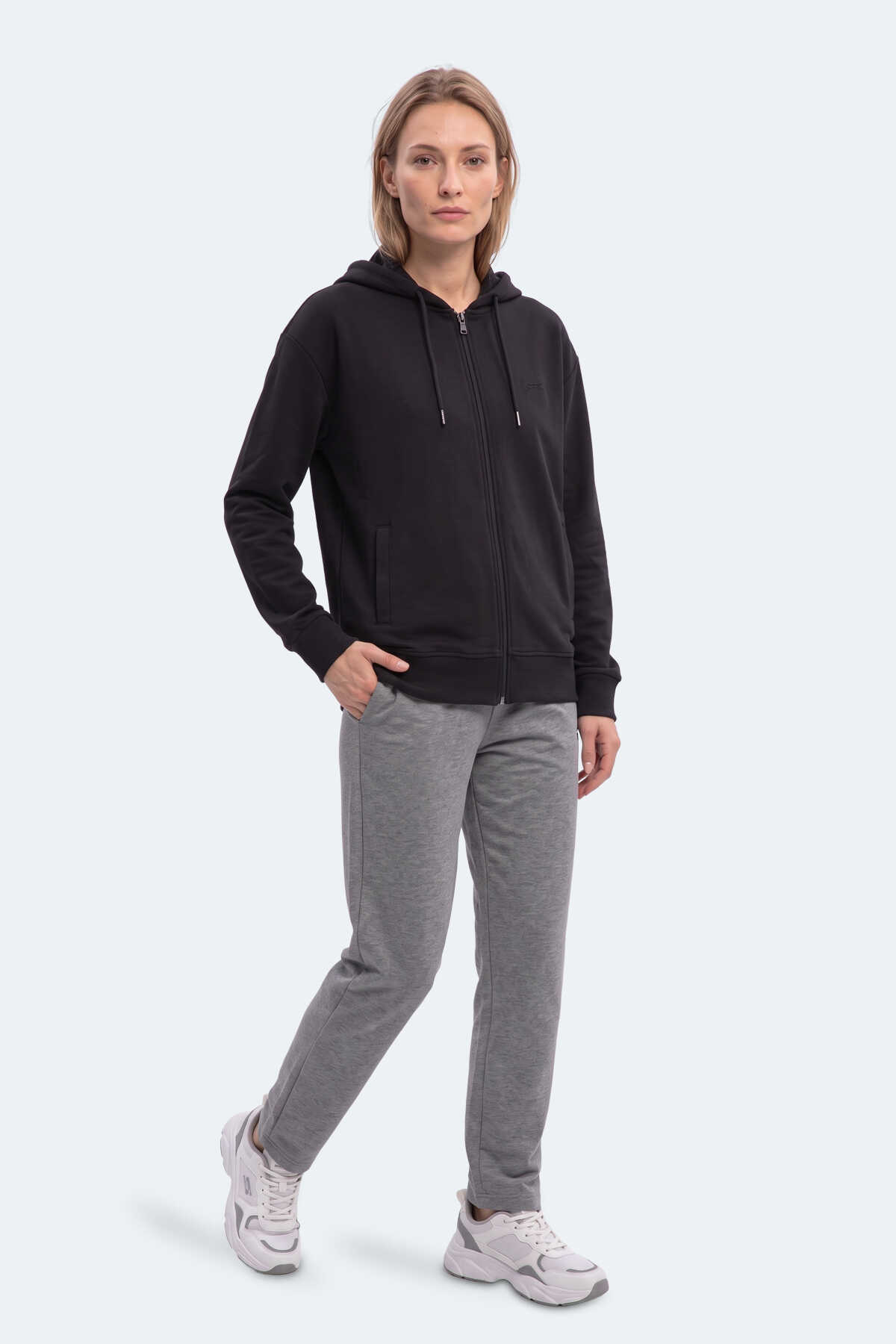 Slazenger KIRON I Kadın Kapüşonlu Siyah Sweatshırt - 7