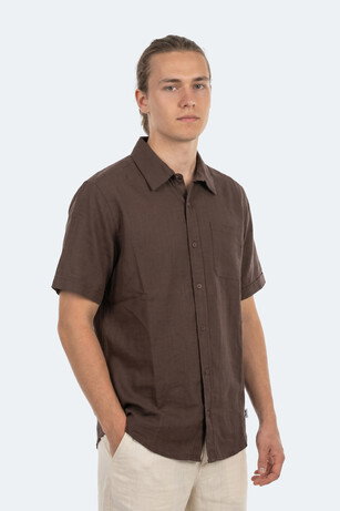 Slazenger KIRTIDA Erkek Keten Kahve Gömlek