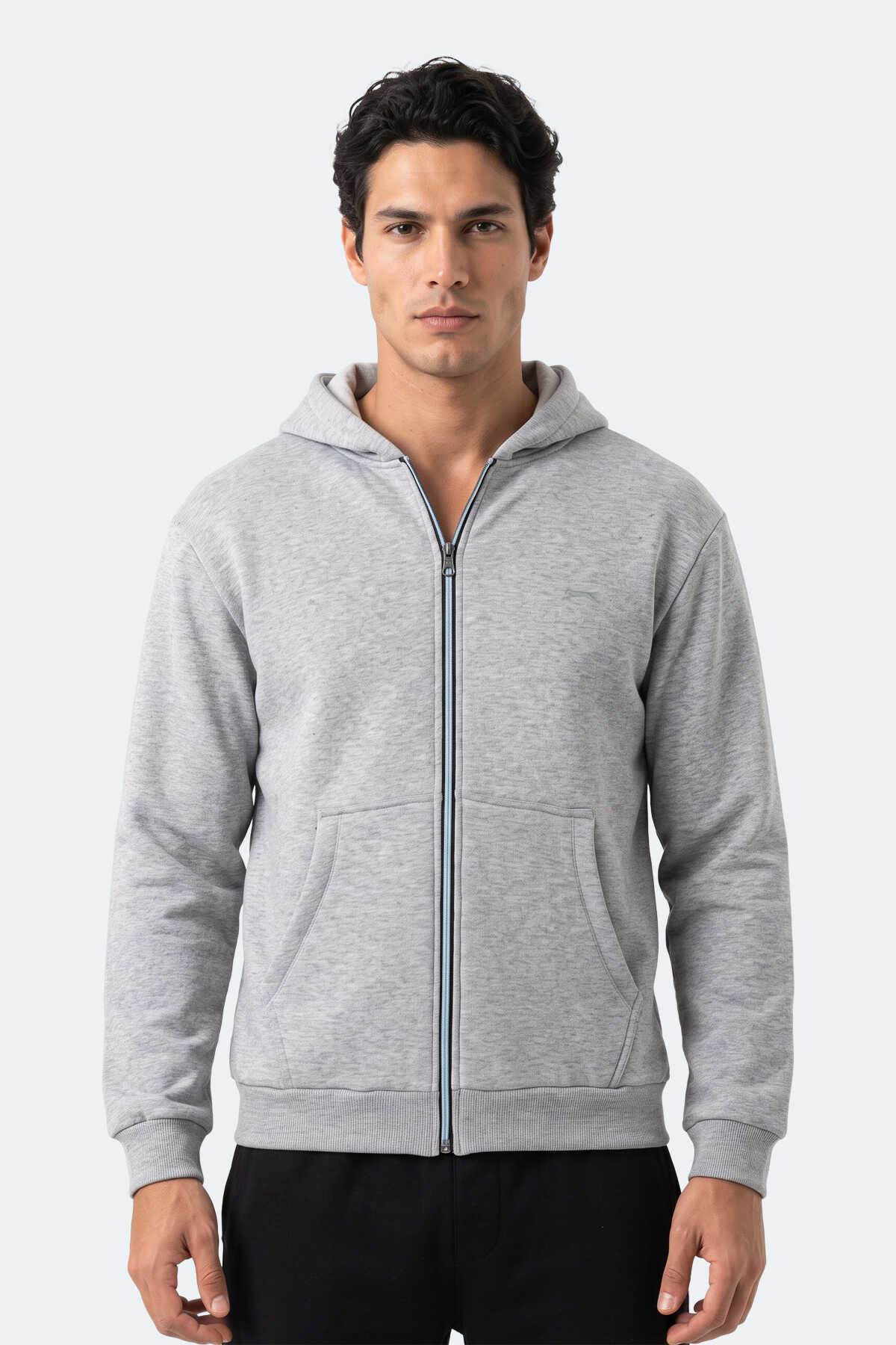 Slazenger KISHAN I Erkek Kapüşonlu Gri Sweatshırt (1)