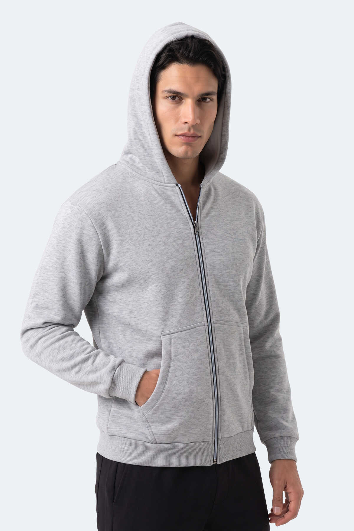 Slazenger KISHAN I Erkek Kapüşonlu Gri Sweatshırt - 6