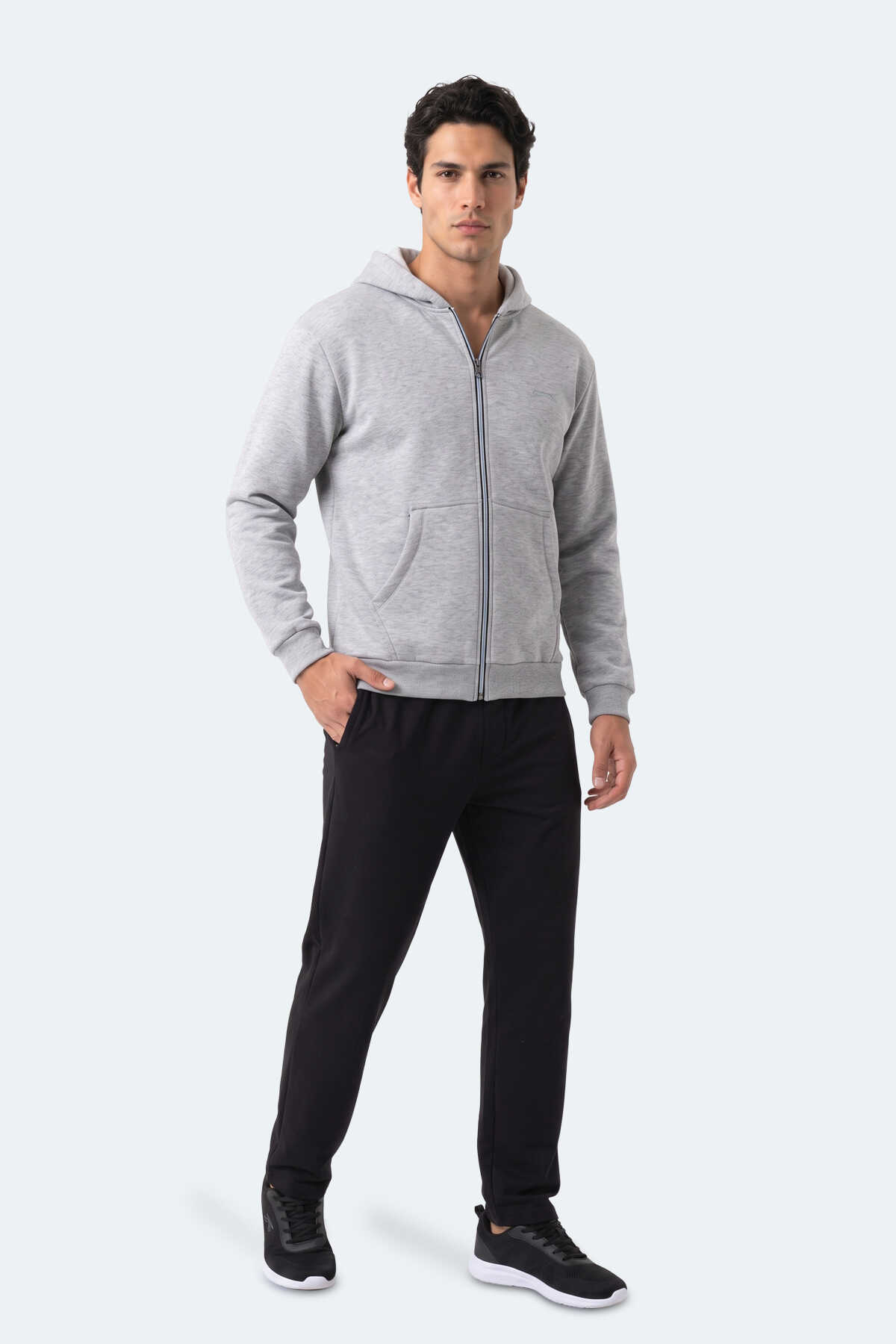 Slazenger KISHAN I Erkek Kapüşonlu Gri Sweatshırt - 7