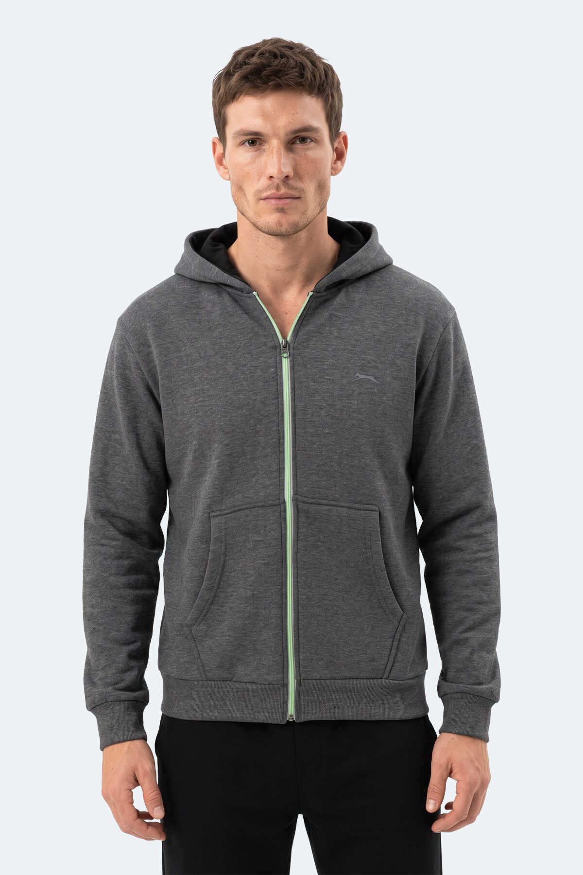 Slazenger KISHAN I Erkek Kapüşonlu Koyu Gri Sweatshırt (1)