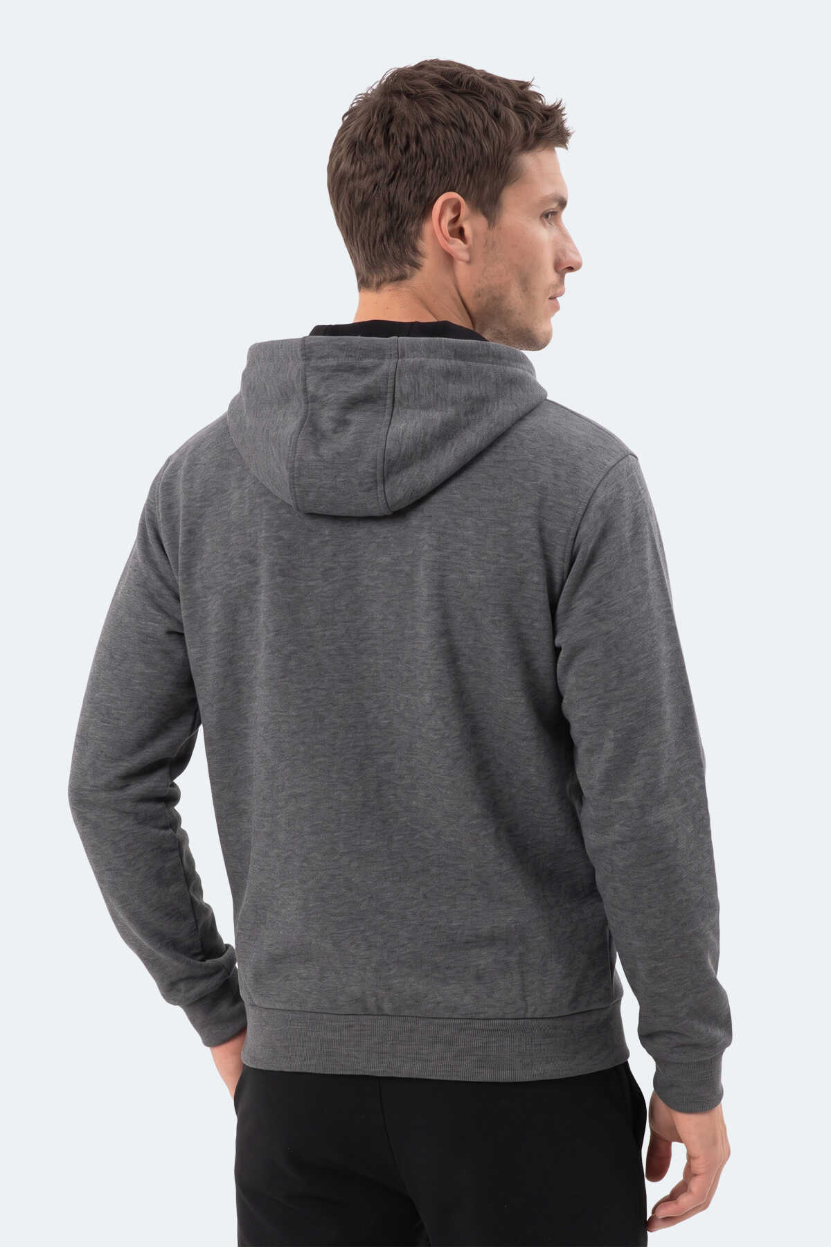Slazenger KISHAN I Erkek Kapüşonlu Koyu Gri Sweatshırt - 4