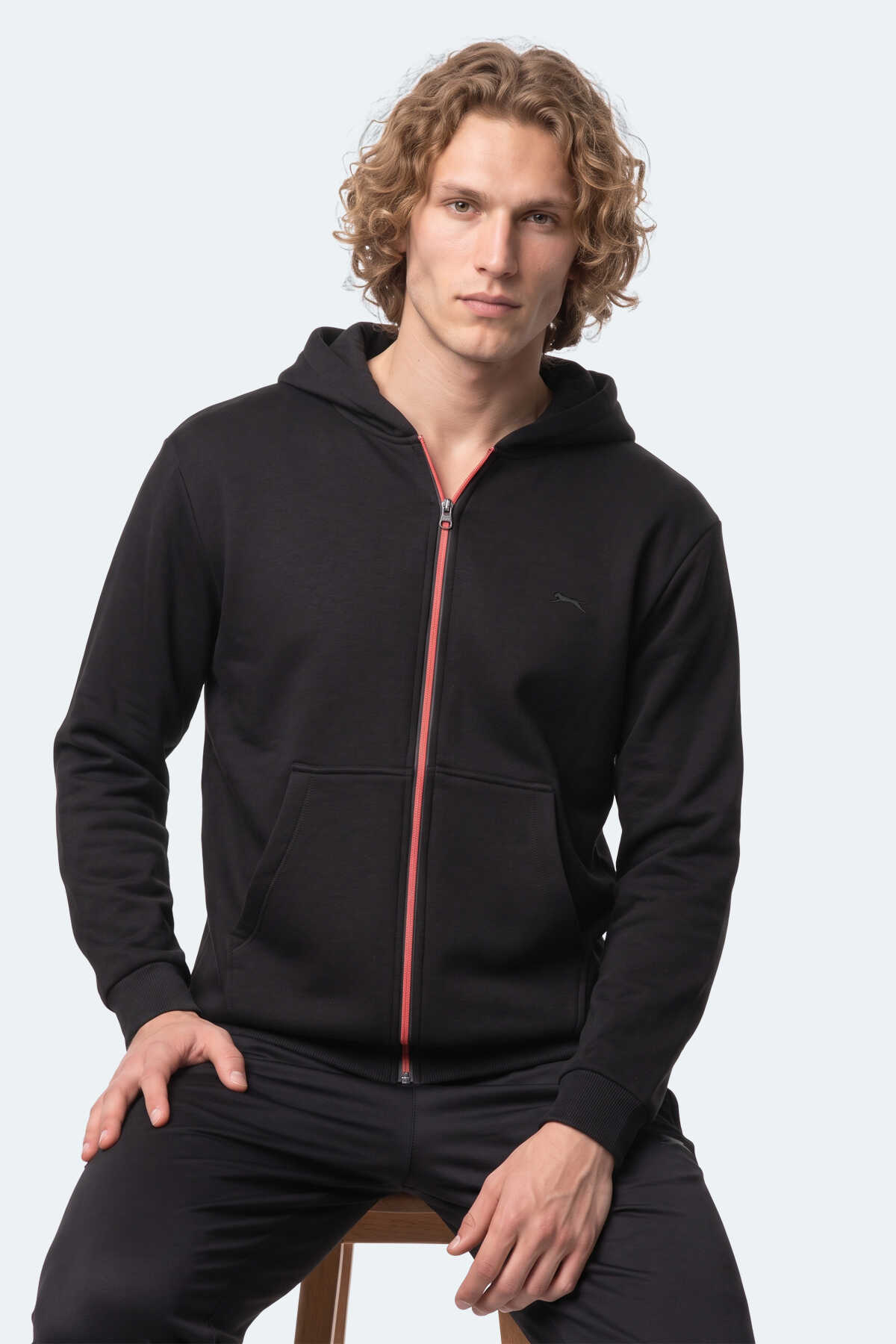 Slazenger KISHAN I Erkek Kapüşonlu Siyah Sweatshırt - 4