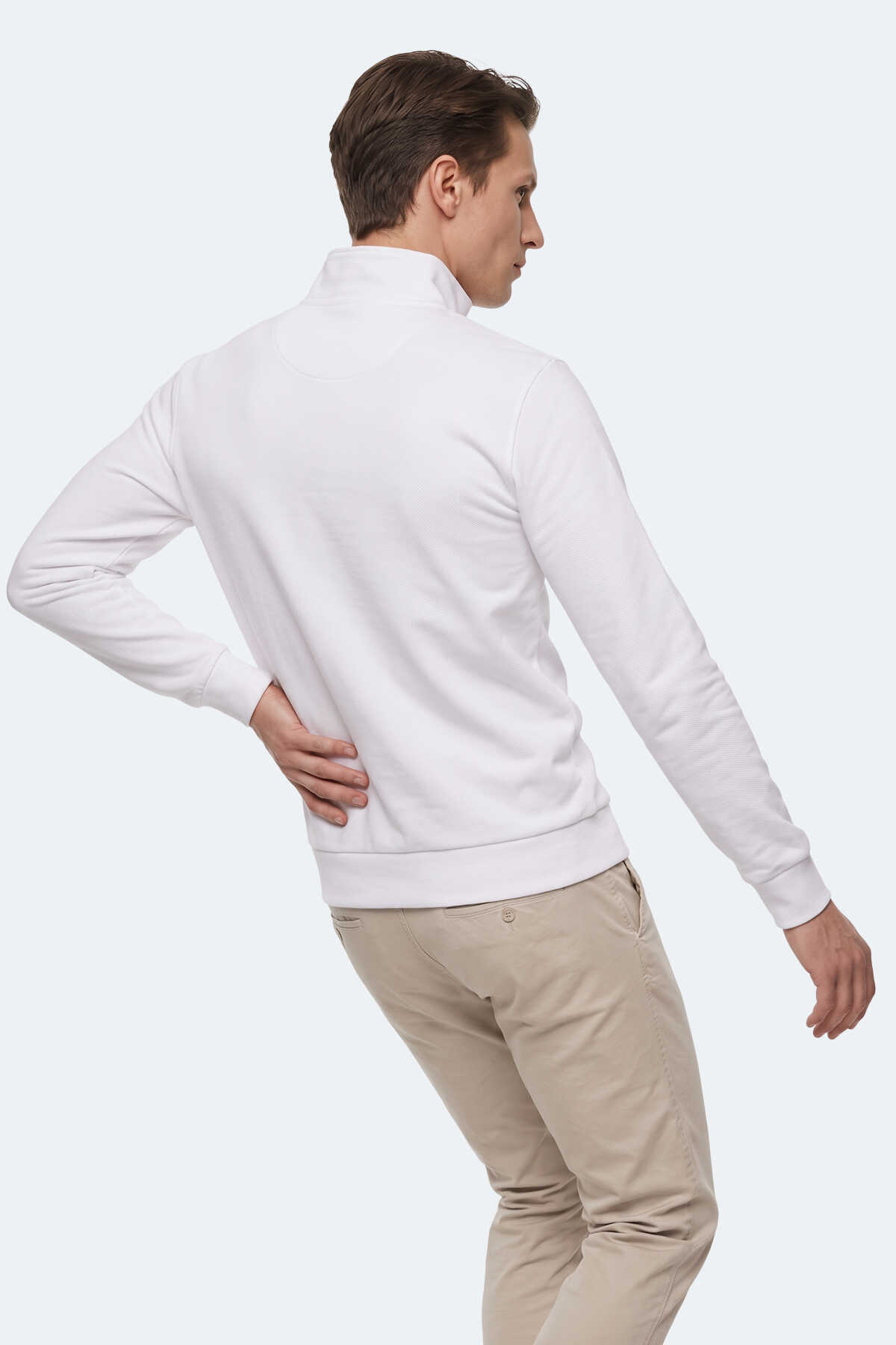 Slazenger KIVO I Erkek Dik Yaka Fermuarlı Beyaz Sweatshırt - 6