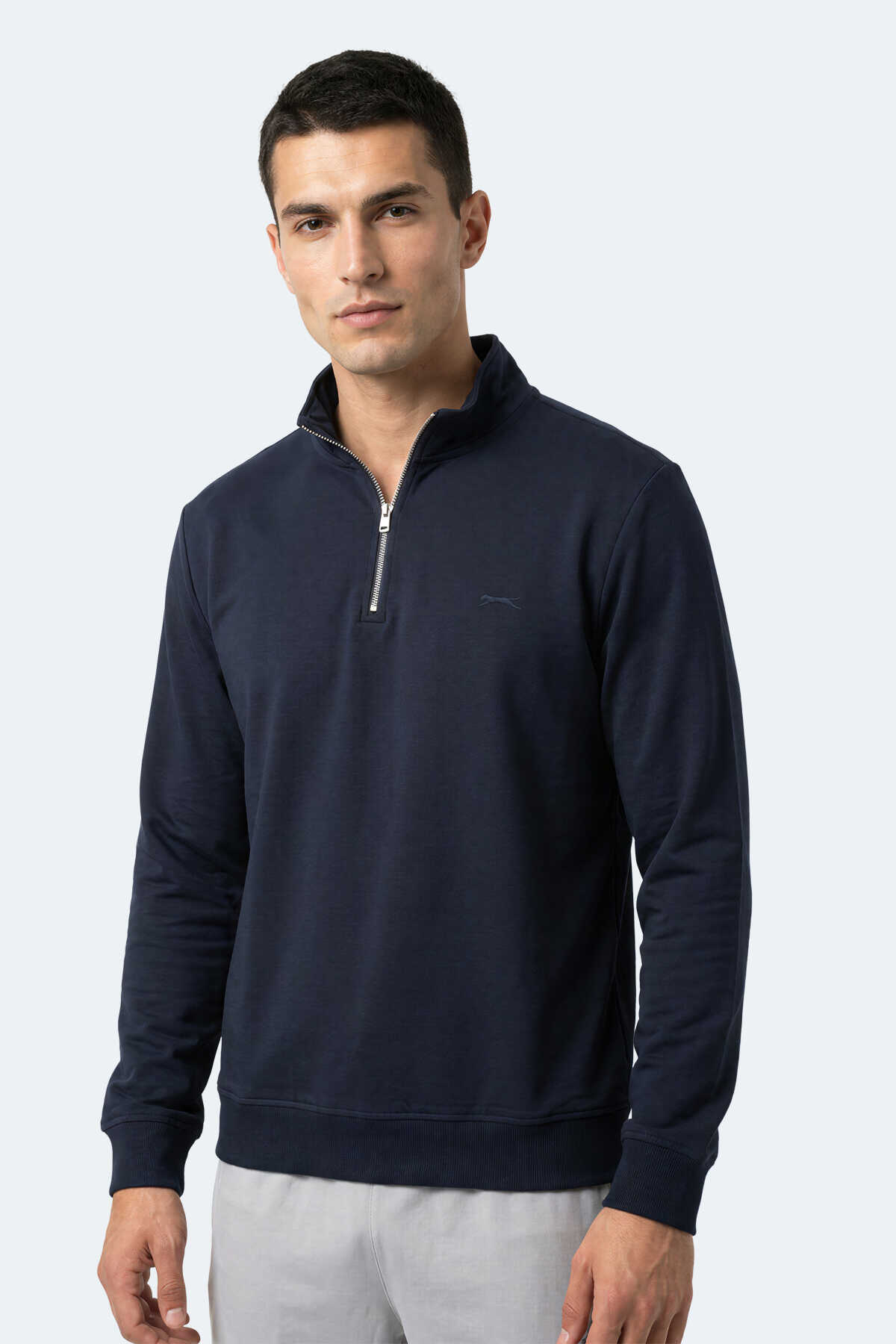 Slazenger - Slazenger KIVO I Erkek Dik Yaka Fermuarlı Lacivert Sweatshırt