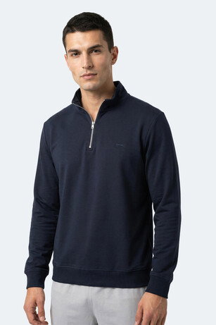Slazenger KIVO I Erkek Dik Yaka Fermuarlı Lacivert Sweatshırt