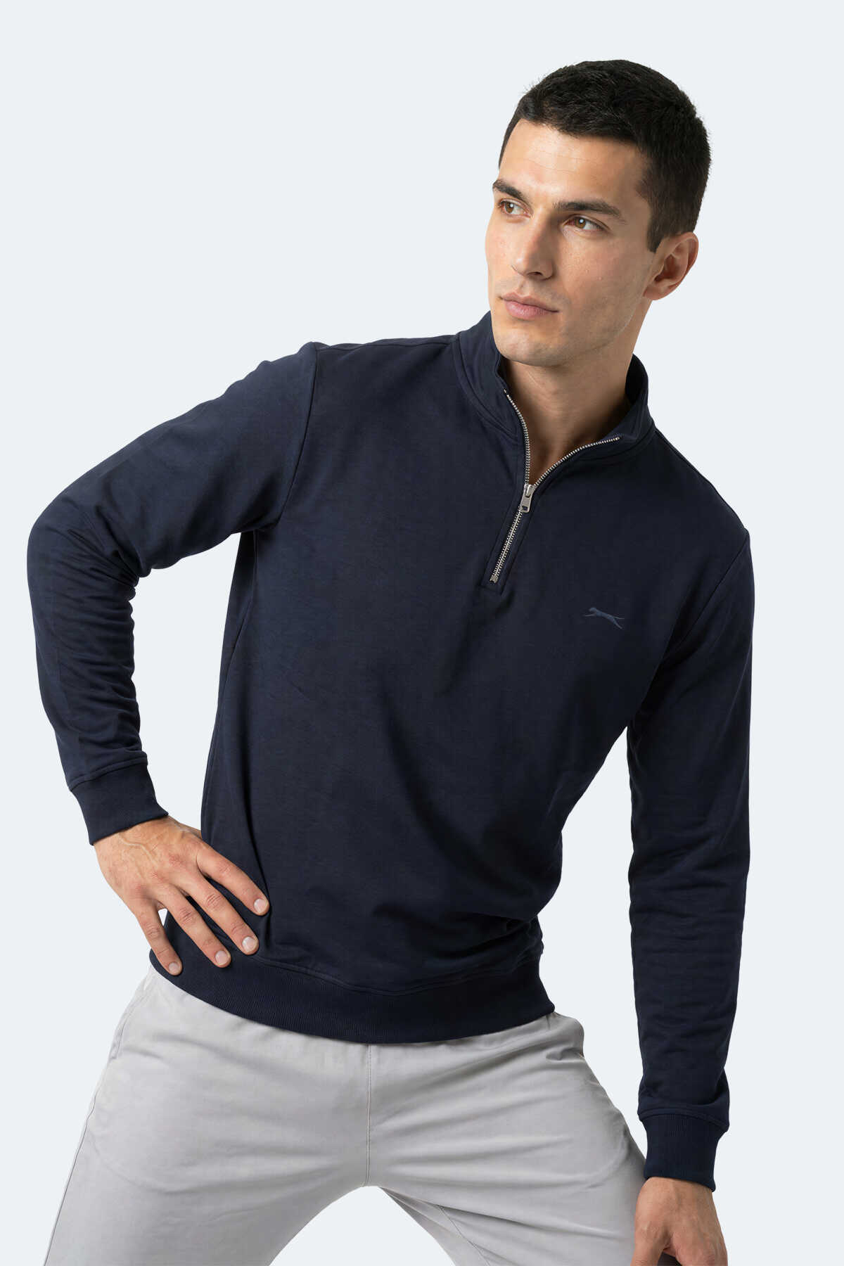 Slazenger KIVO I Erkek Dik Yaka Fermuarlı Lacivert Sweatshırt - 4