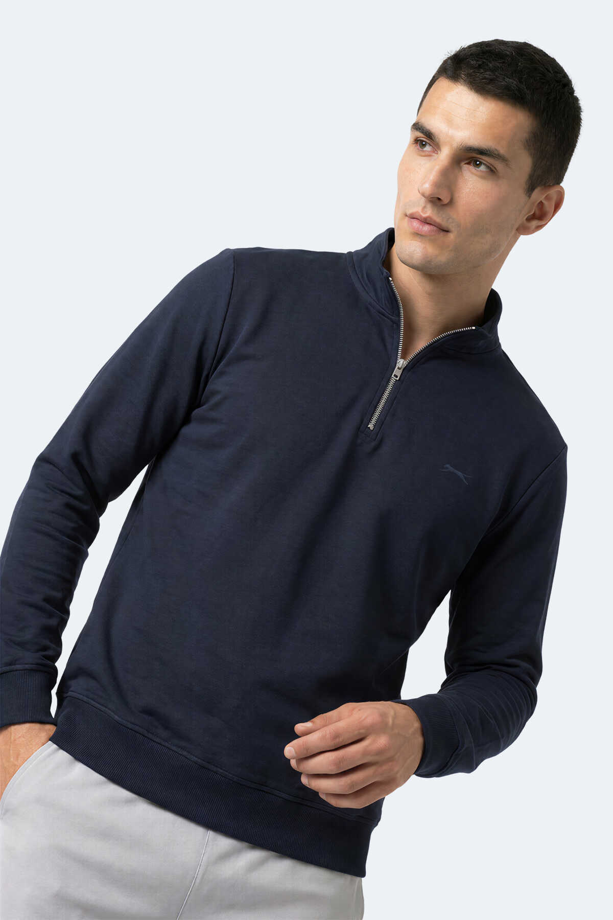 Slazenger KIVO I Erkek Dik Yaka Fermuarlı Lacivert Sweatshırt - 5