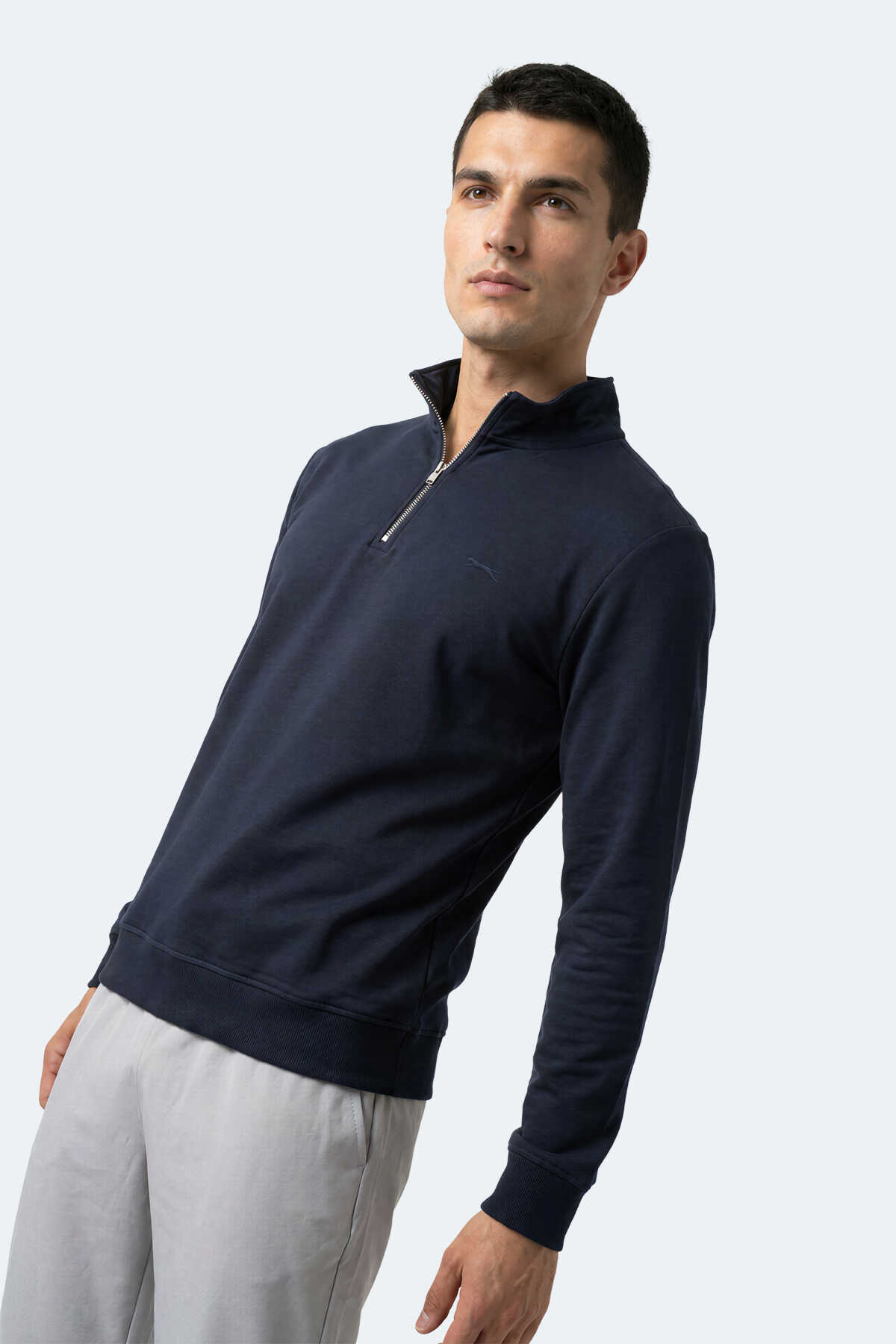 Slazenger KIVO I Erkek Dik Yaka Fermuarlı Lacivert Sweatshırt - 6