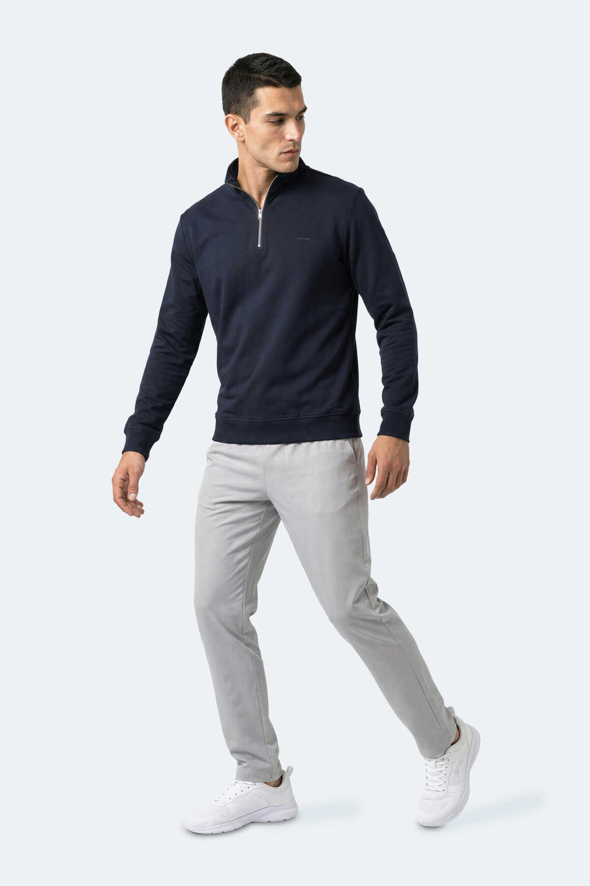 Slazenger KIVO I Erkek Dik Yaka Fermuarlı Lacivert Sweatshırt - 7