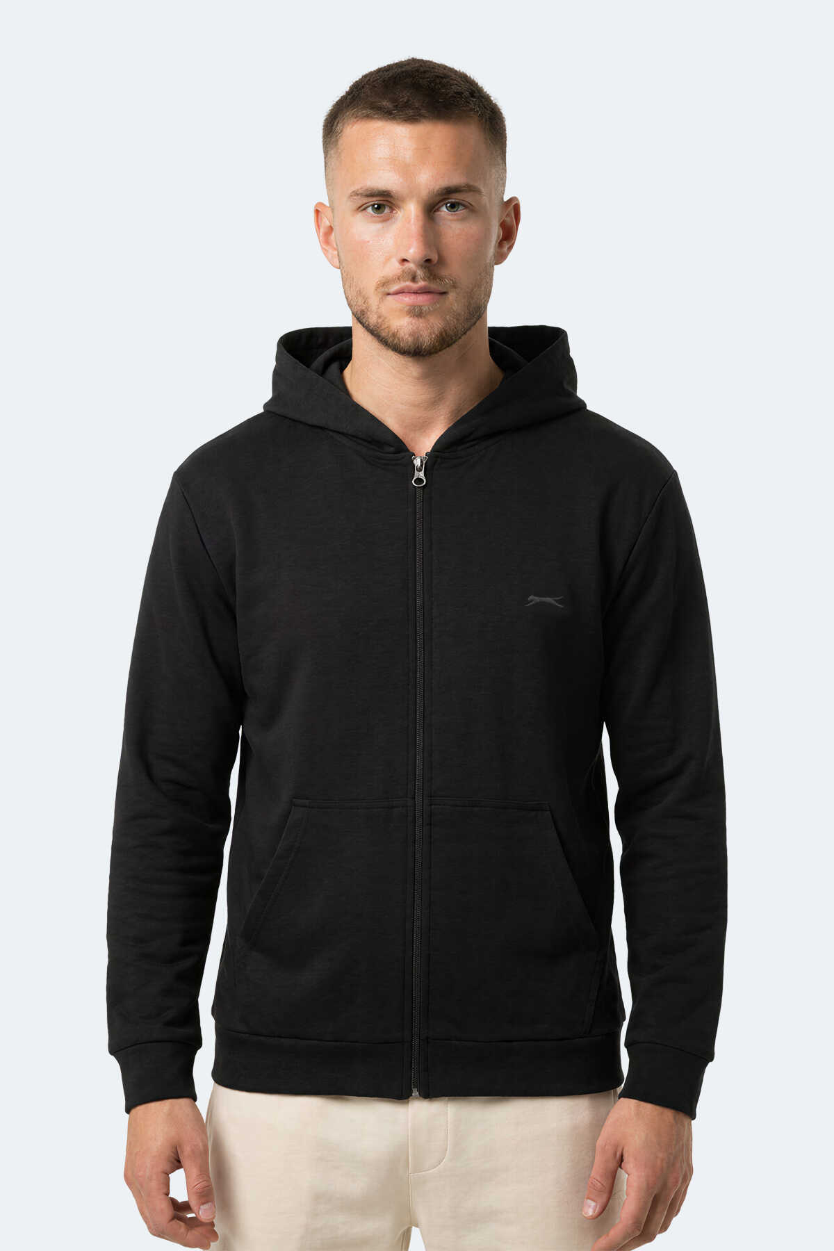 Slazenger - Slazenger KIVO I Erkek Dik Yaka Fermuarlı Siyah Sweatshırt