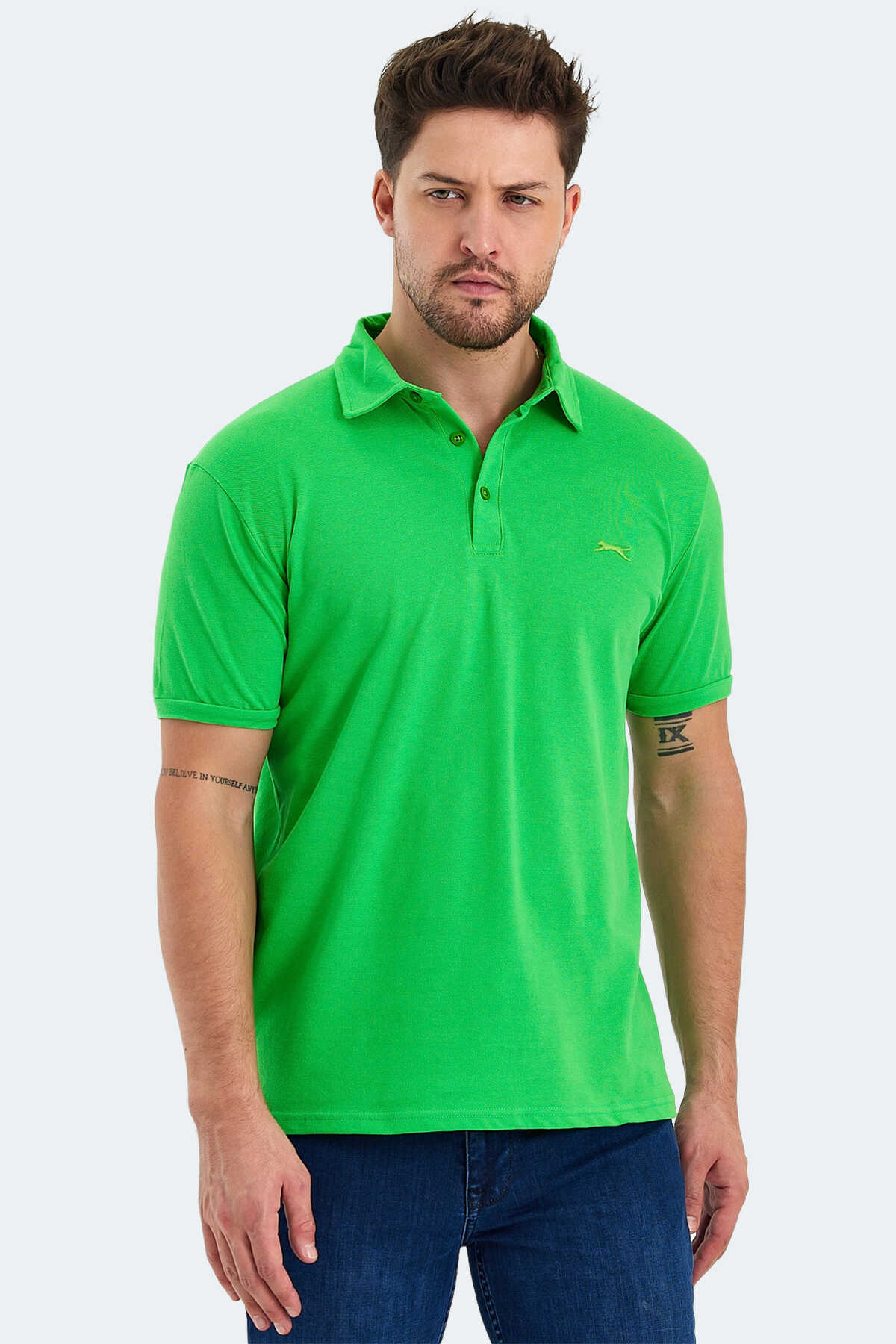 Slazenger KLASSE 3 LÜ SET Erkek Polo Yaka Yeşil - Nane - Mercan Tişört - 4