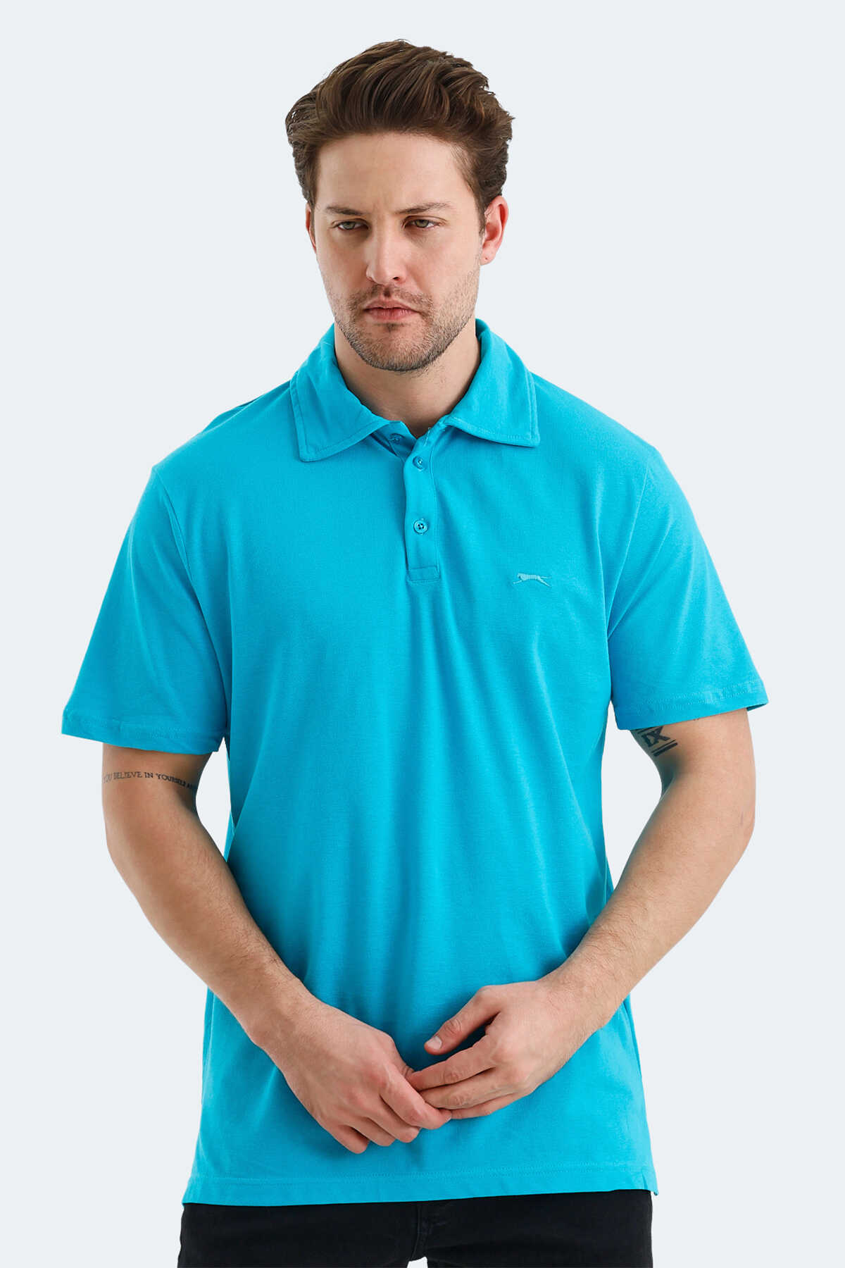 Slazenger - Slazenger KLASSE IN Erkek Polo Yaka Turkuaz Tişört