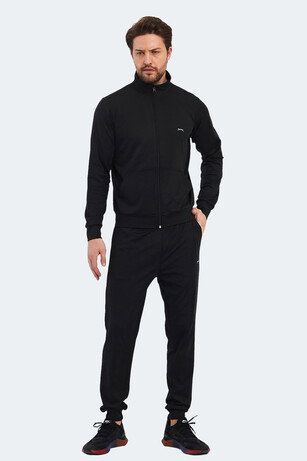 Slazenger KLOTEN IN Erkek Fermuarlı Dik Yaka Cepli Siyah Eşofman Takımı