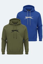 Slazenger - Slazenger KNIFE 2 li set Erkek Kapüşonlu Cepli Haki - Lacivert Sweatshirt