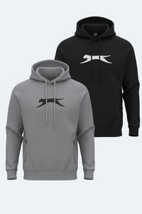 Slazenger - Slazenger KNIFE 2 li set Erkek Kapüşonlu Cepli Siyah - Koyu Gri Sweatshirt