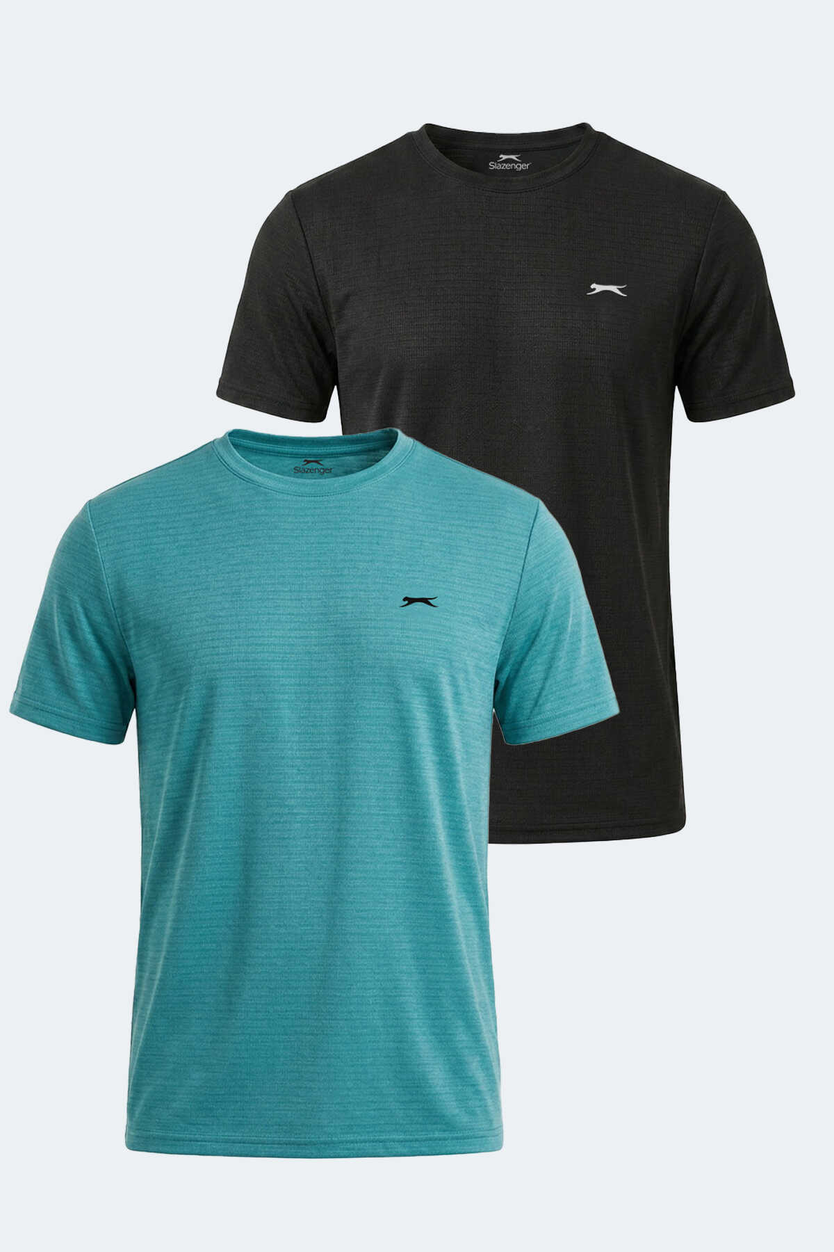 Slazenger - Slazenger KOFONA 2 Lİ SET Erkek Turkuaz - Siyah Tişört