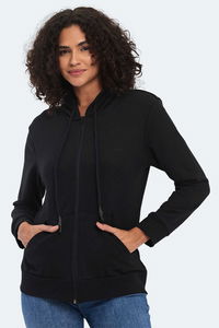 Slazenger - Slazenger KOLLEEN I Kadın Fermuarlı Kapüşonlu Cepli Siyah Sweatshırt Slazenger - Slazenger KOLLEEN I Kadın Fermuarlı Kapüşonlu Cepli Siyah Sweatshırt