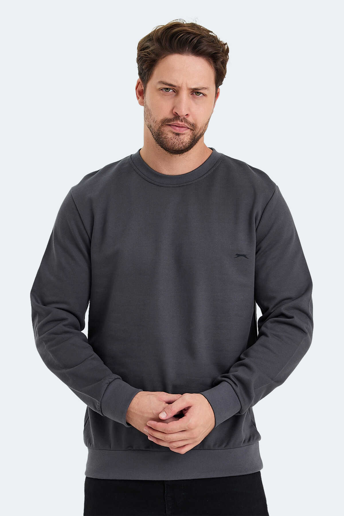 Slazenger - Slazenger KONNOR IN Erkek Sweatshirt Koyu Gri