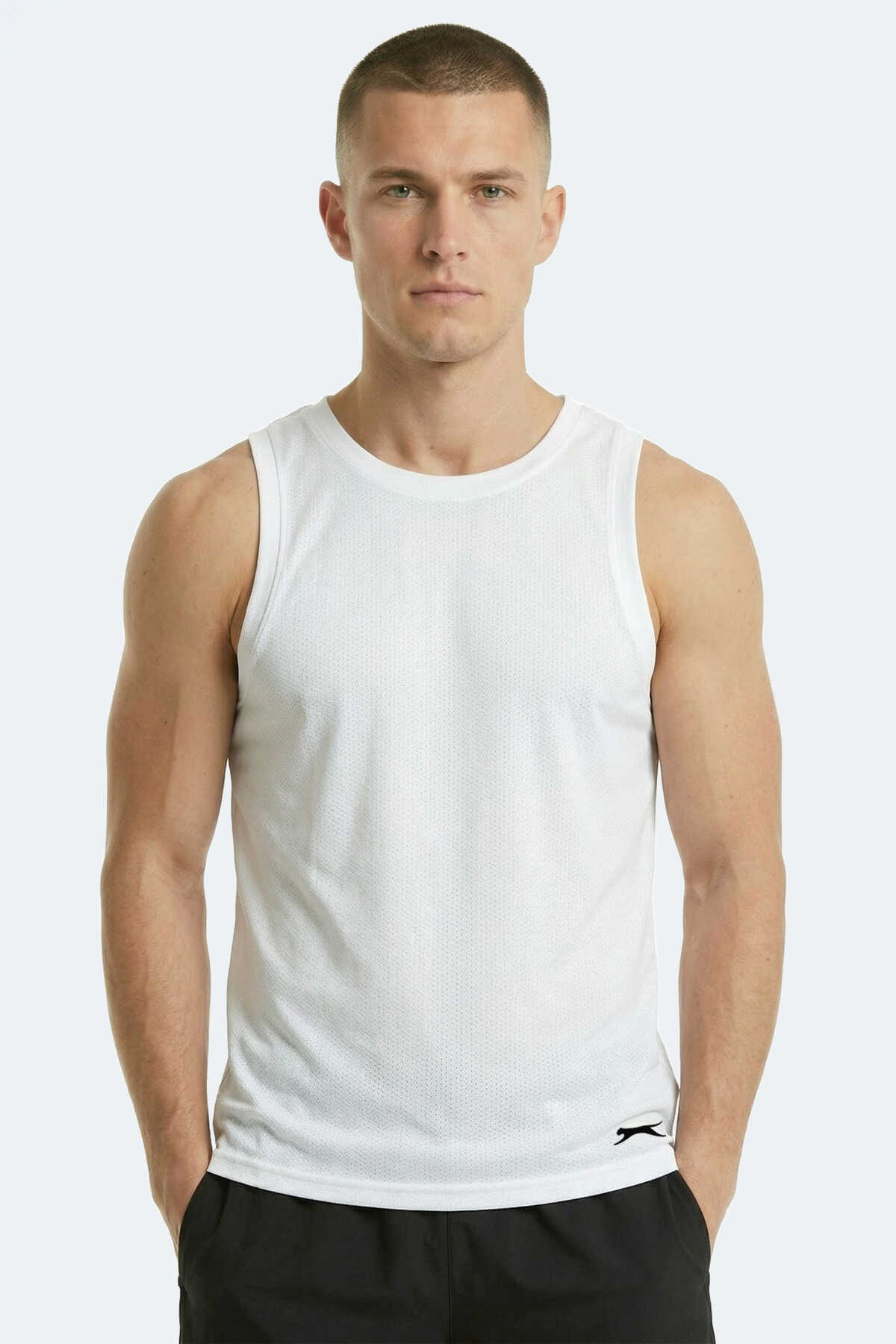 Slazenger - Slazenger KORBA Erkek Kolsuz Beyaz Tişört