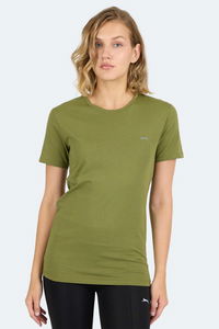 Slazenger - Slazenger KORNELI I Kadın Slim Fit Haki Tişört Slazenger - Slazenger KORNELI I Kadın Slim Fit Haki Tişört