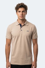Slazenger - Slazenger KORS IN Erkek Polo Yaka Bej Tişört