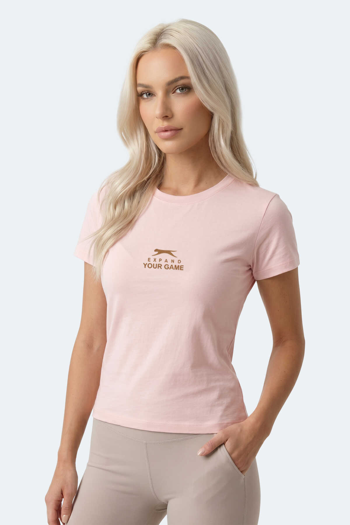 Slazenger - Slazenger KOSTA Kadın Baskılı Açık Pembe Tişört