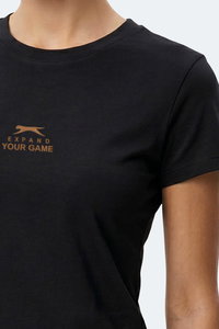 Slazenger - Slazenger KOSTA Kadın Baskılı Siyah Tişört