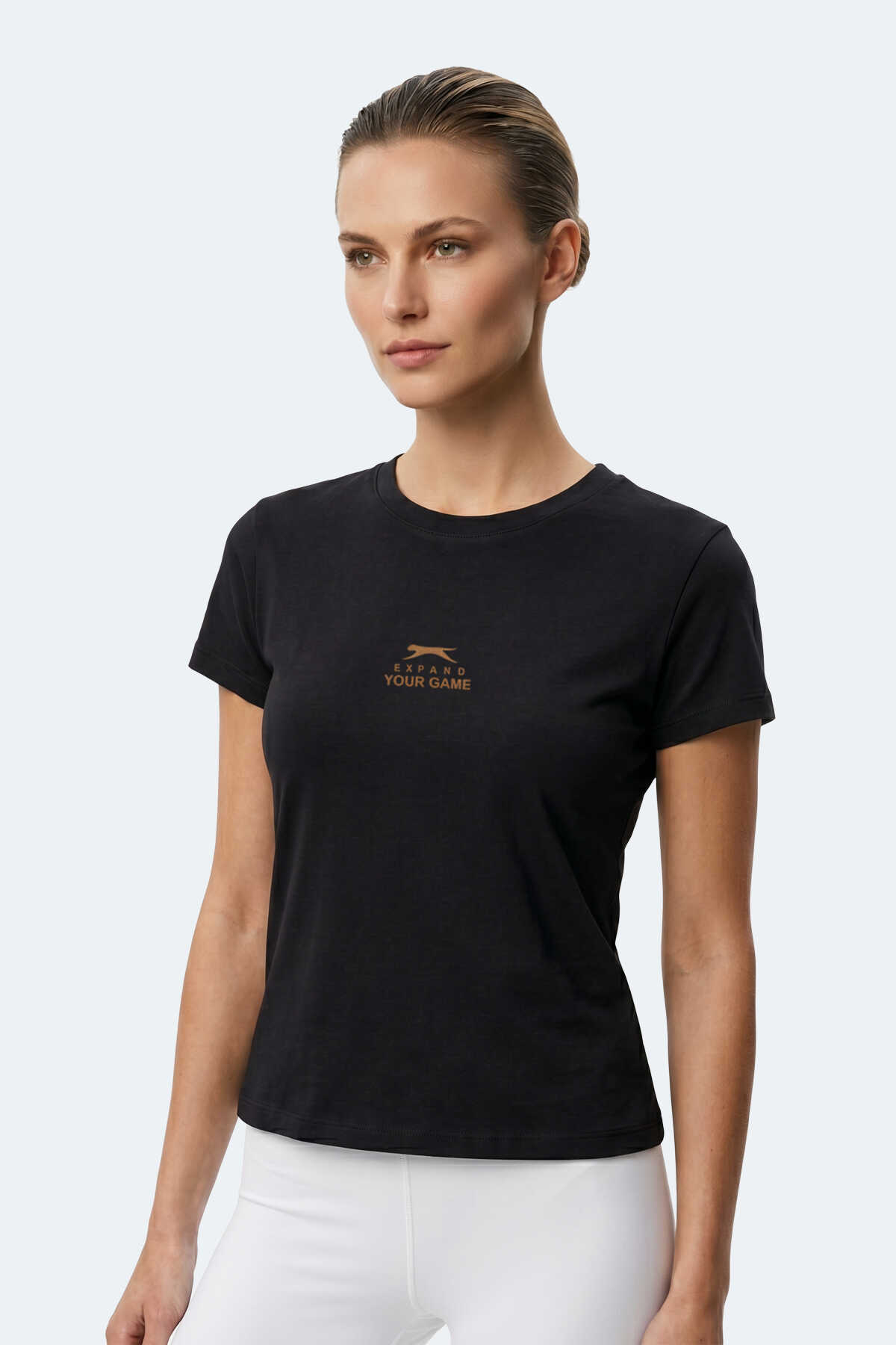 Slazenger - Slazenger KOSTA Kadın Baskılı Siyah Tişört