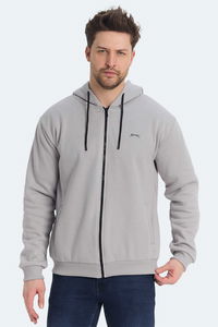 Slazenger - Slazenger KOZZAX IN Erkek Fermuarlı Kapüşonlu Cepli Gri Sweatshırt Slazenger - Slazenger KOZZAX IN Erkek Fermuarlı Kapüşonlu Cepli Gri Sweatshırt