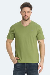 Slazenger - Slazenger KRAKKER Erkek V Yaka Açık Yeşil Tişört