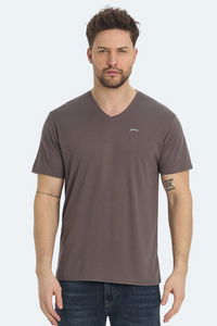 Slazenger - Slazenger KRAKKER Erkek V Yaka Kahve Tişört Slazenger - Slazenger KRAKKER Erkek V Yaka Kahve Tişört