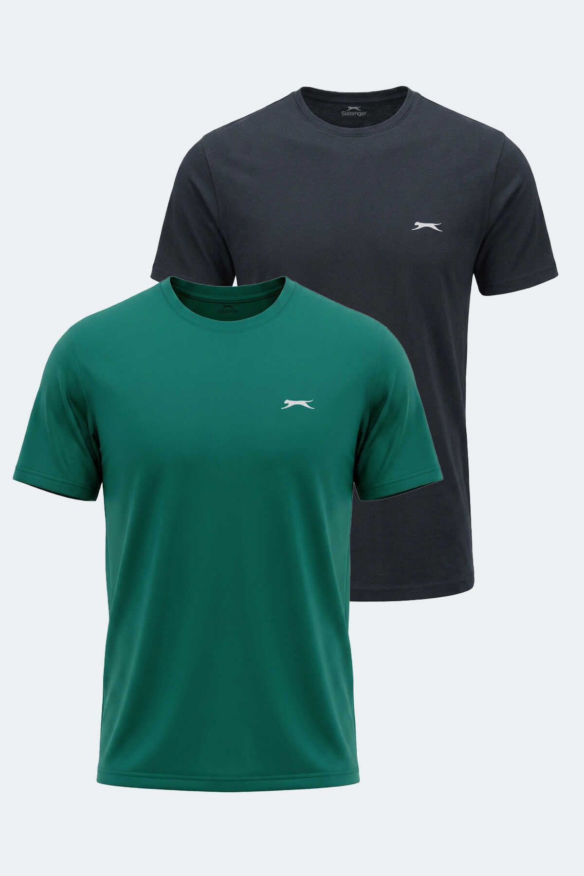 Slazenger - Slazenger KRATER 2 li Set Erkek Koyu Gri - Yeşil Tişört