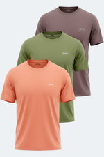 Slazenger - Slazenger KRATER 3 lü Set Erkek Açık Yeşil - Somon - Kahve Tişört