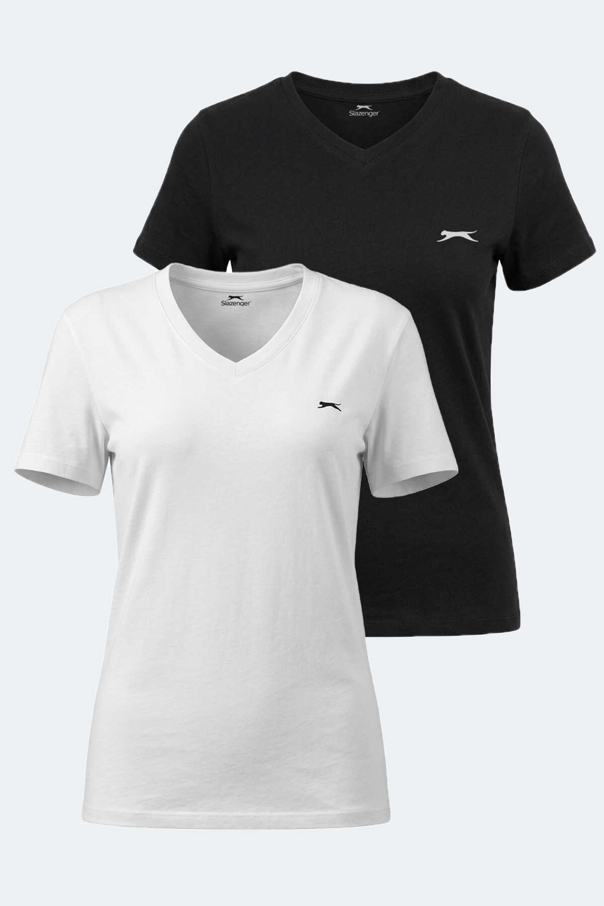 Slazenger - Slazenger KRISTEN 2 Lİ SET Kadın V Yaka Tişört