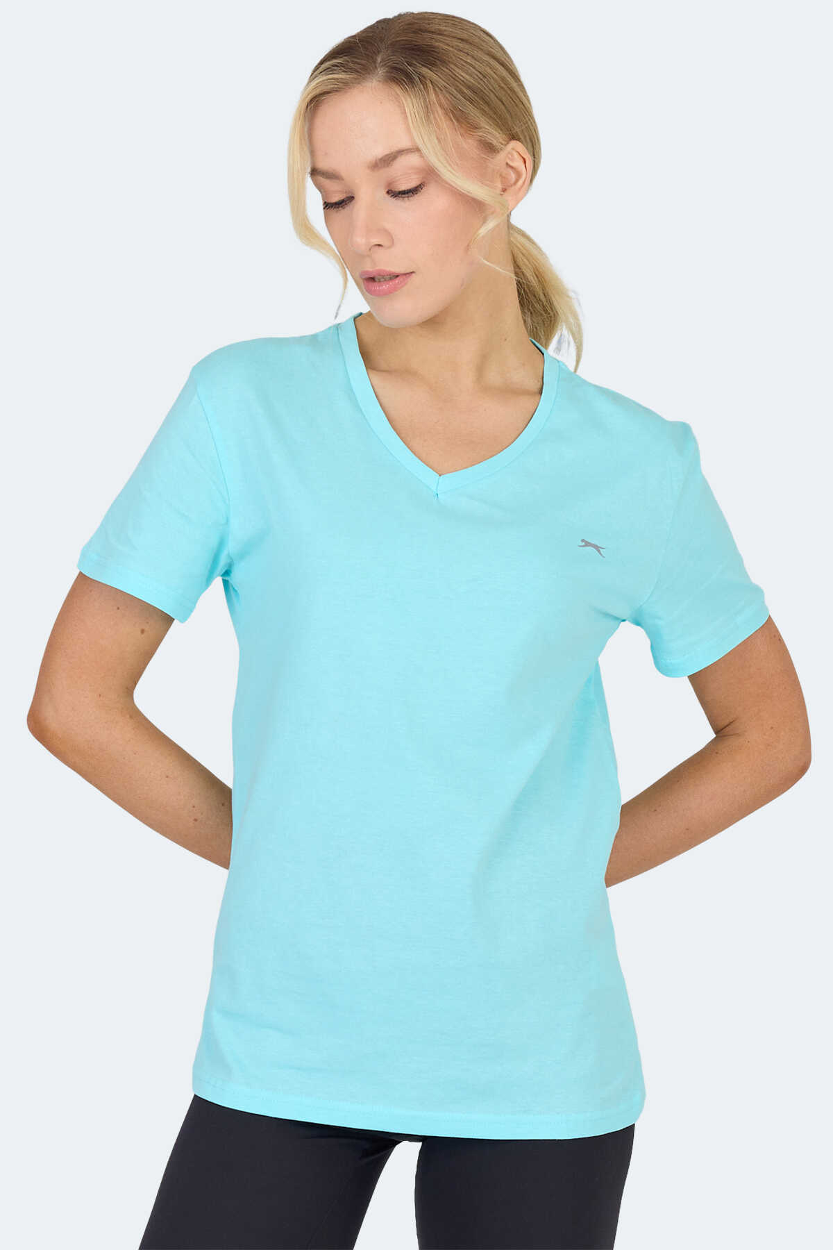 Slazenger - Slazenger KRISTEN I Kadın V Yaka Açık Yeşil Tişört