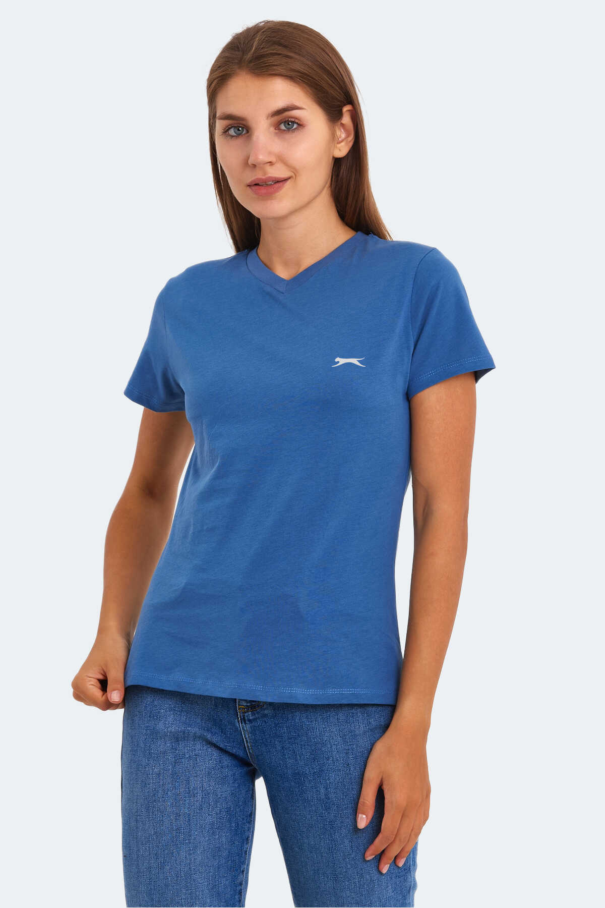 Slazenger - Slazenger KRISTEN I Kadın V Yaka Indigo Tişört
