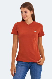 Slazenger - Slazenger KRISTEN I Kadın V Yaka Kiremit Tişört
