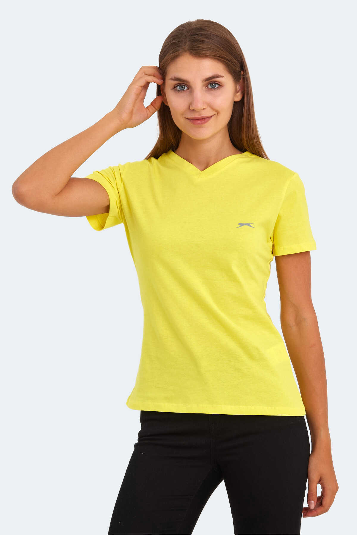 Slazenger - Slazenger KRISTEN I Kadın V Yaka Sarı Tişört