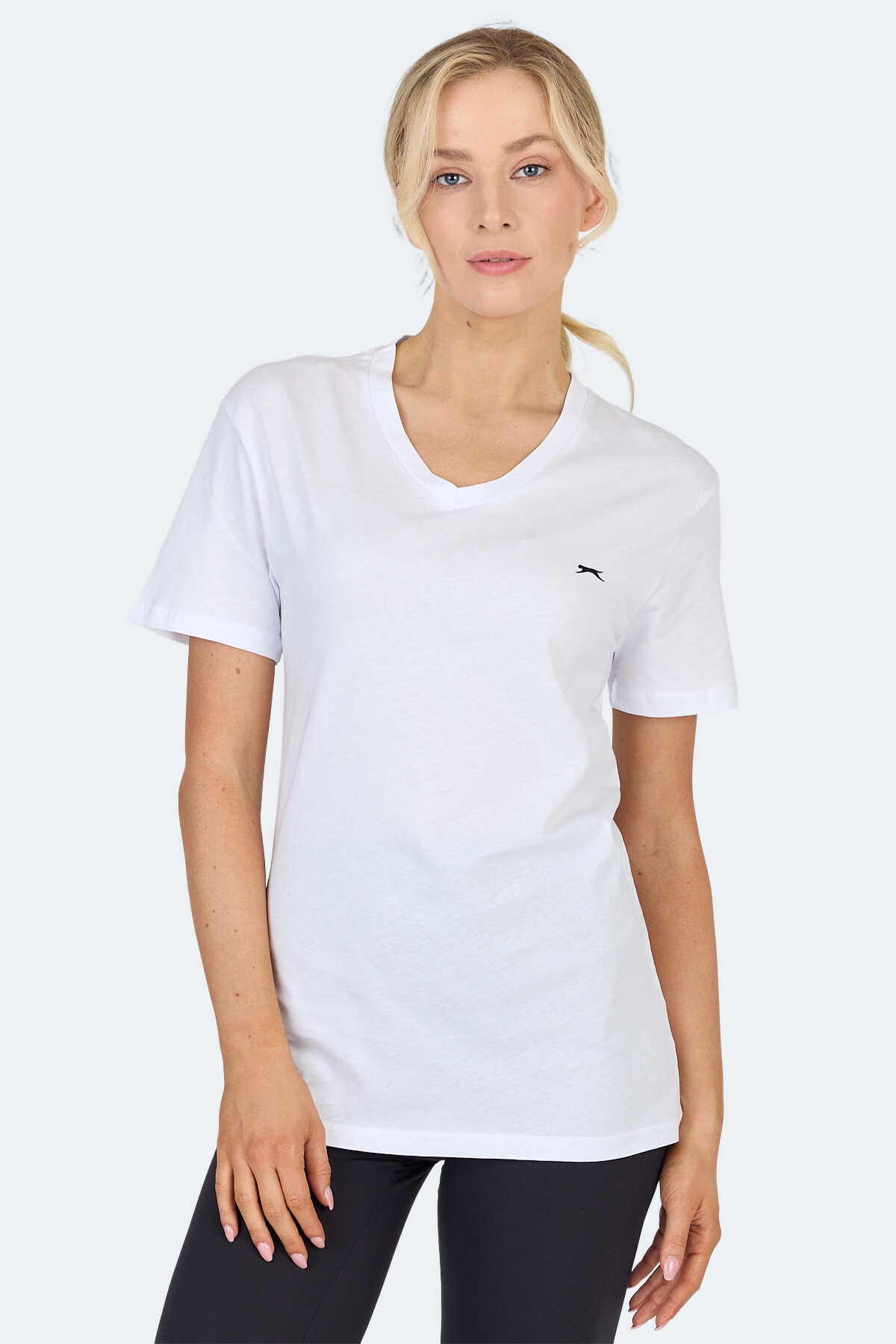 Slazenger - Slazenger KRISTEN I Kadın V Yaka Beyaz Tişört