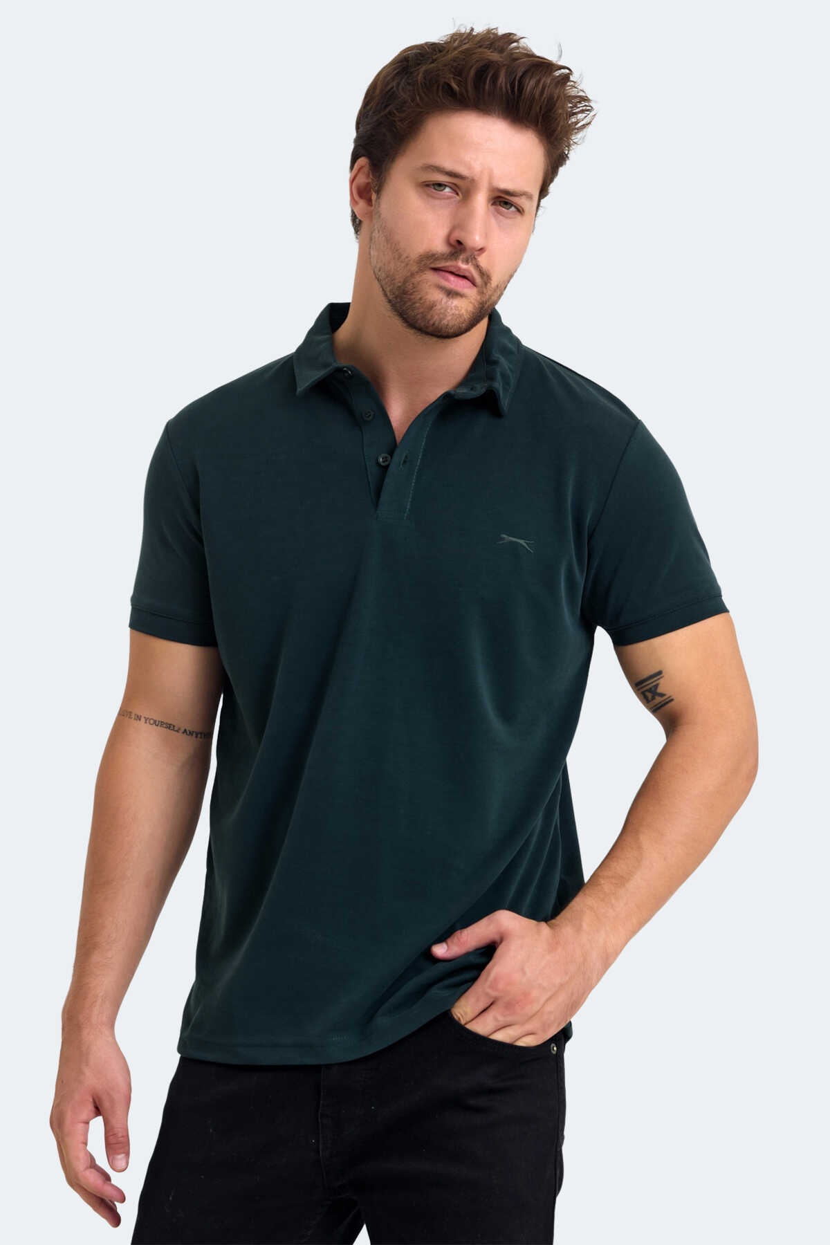 Slazenger - Slazenger KUGGA Erkek Tişört Koyu Yeşil